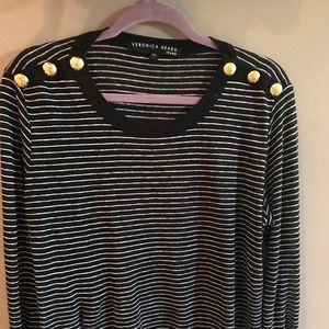 VERONICA BEARD black stripe sweater size L